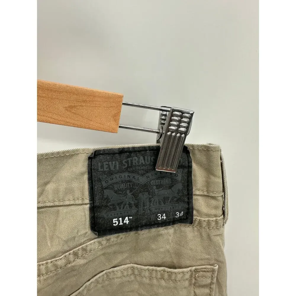 Levi's‎ 514 Straight Fit Washed Soft Twill Brown Khaki Jeans Men's Size 34 x 34